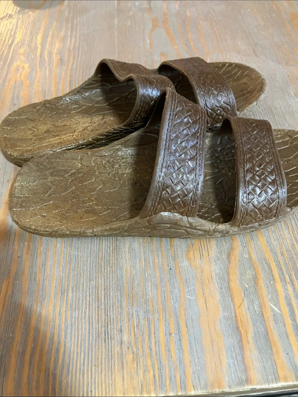 Pali Hawaii Boys Brown Double-Strap Slide Sandals